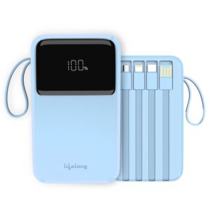 lifelong 10000mah fast charging power bank with built in cables